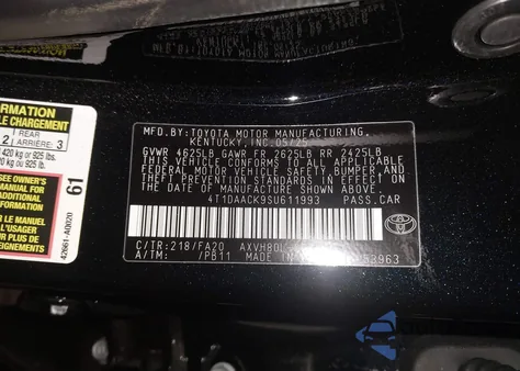 2025 Toyota Camry Le from USA, damaged, VIN 4T1DAACK9SU611993